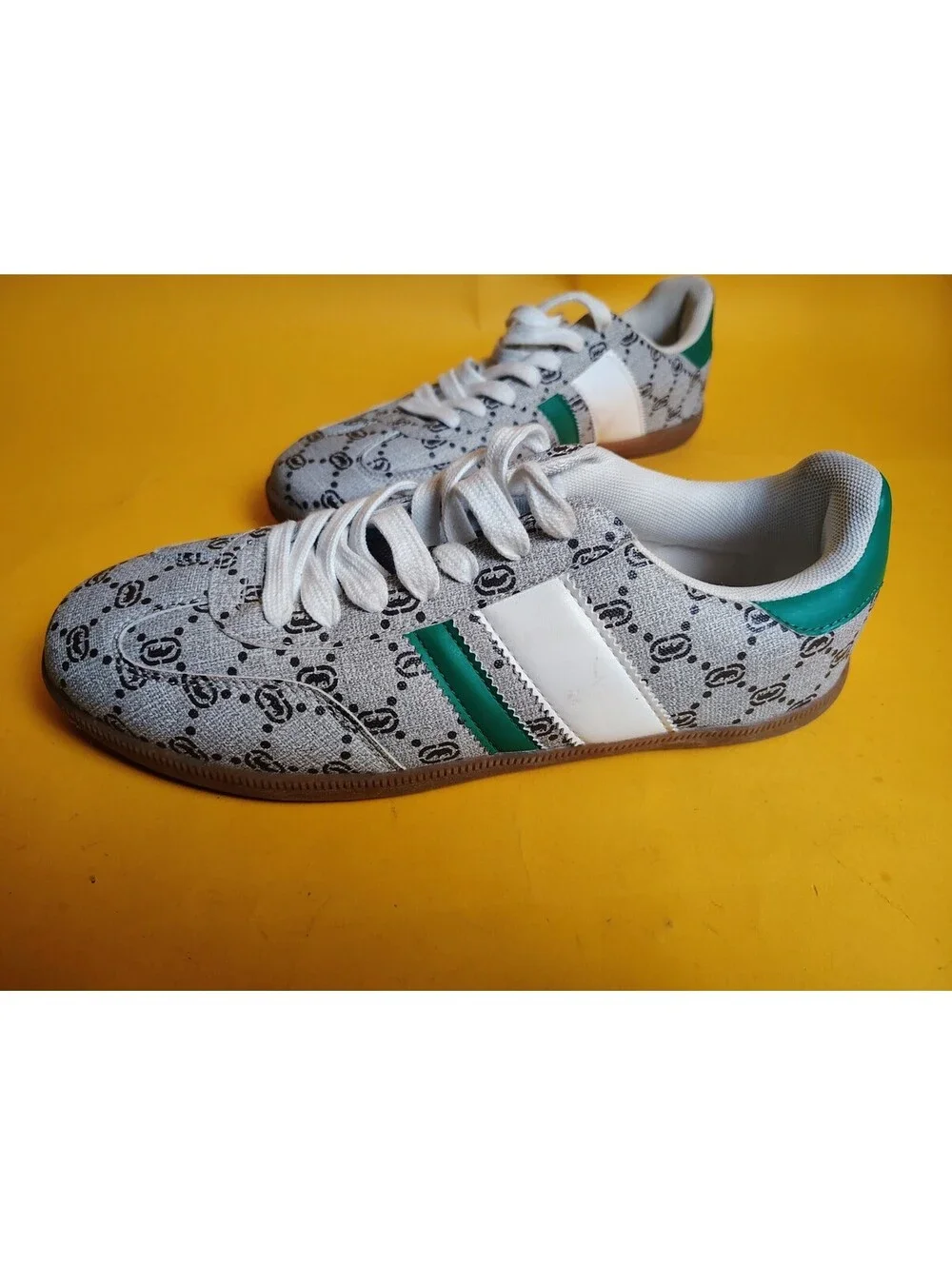 Ecko Unltd Monogram Low Top Sneakers Green White Grey Rhino Men's Size 8.5 Used